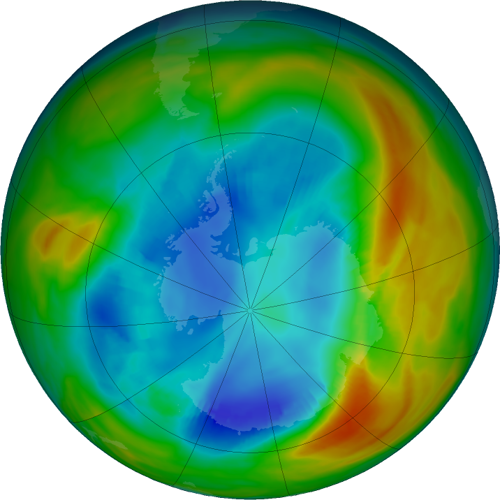 Antarctic ozone map for 18 August 2024